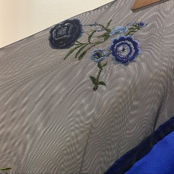 LulaRoe Sexy Baseball Tee Royal Blue & Floral - Picture 3 of 5